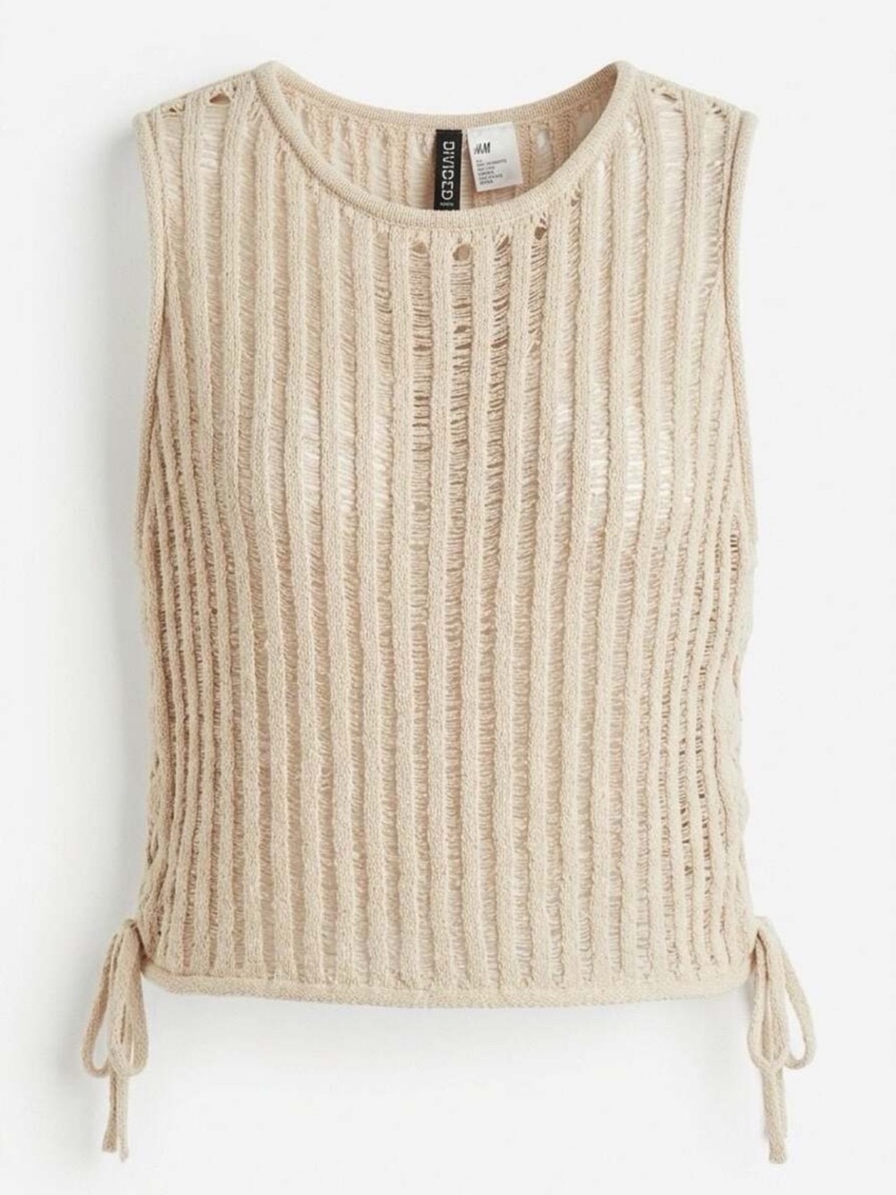 H&M Divided Beige Knit Tie-Hem Tank Top